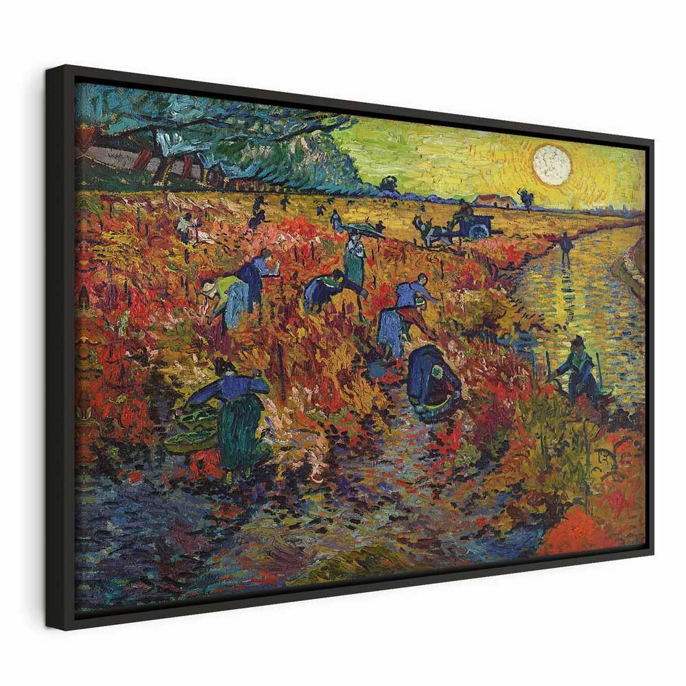 Vincent van Gogh Den røde vingård lærredsbillede - 120 x 80 cm - I en sort træramme