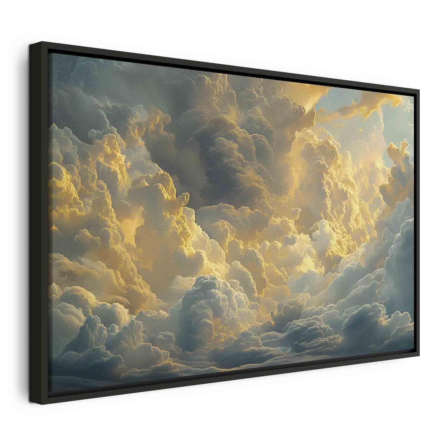 Lærredsbillede Last Breath of the Day - Skyer i aftenlys - 120 x 80 cm - I en sort træramme