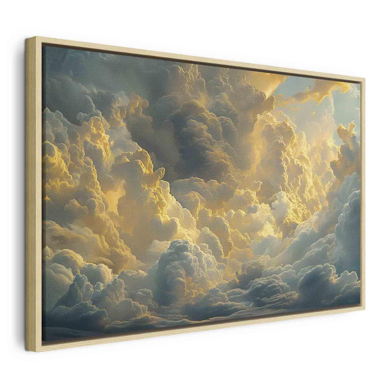 Lærredsbillede Last Breath of the Day - Skyer i aftenlys - 120 x 80 cm - I en naturlig træramme