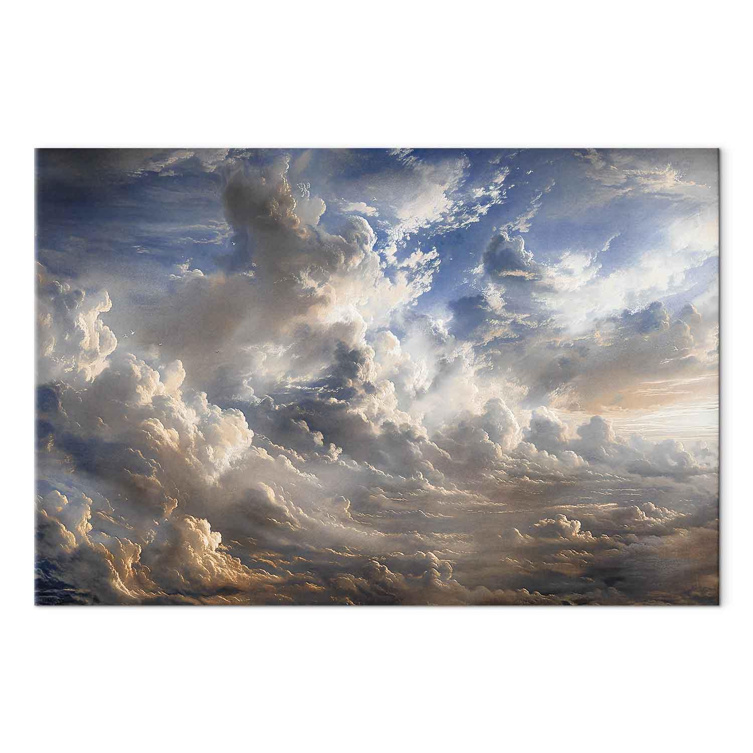 Lærredsbillede Gyldne refleksioner på skyer ved skumring - 120 x 80 cm - Premium Print