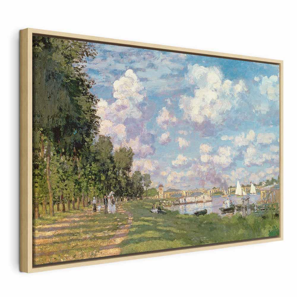 Claude Monet billede på lærred - Havnen i Argenteuil - 120 x 80 cm - I en naturlig træramme