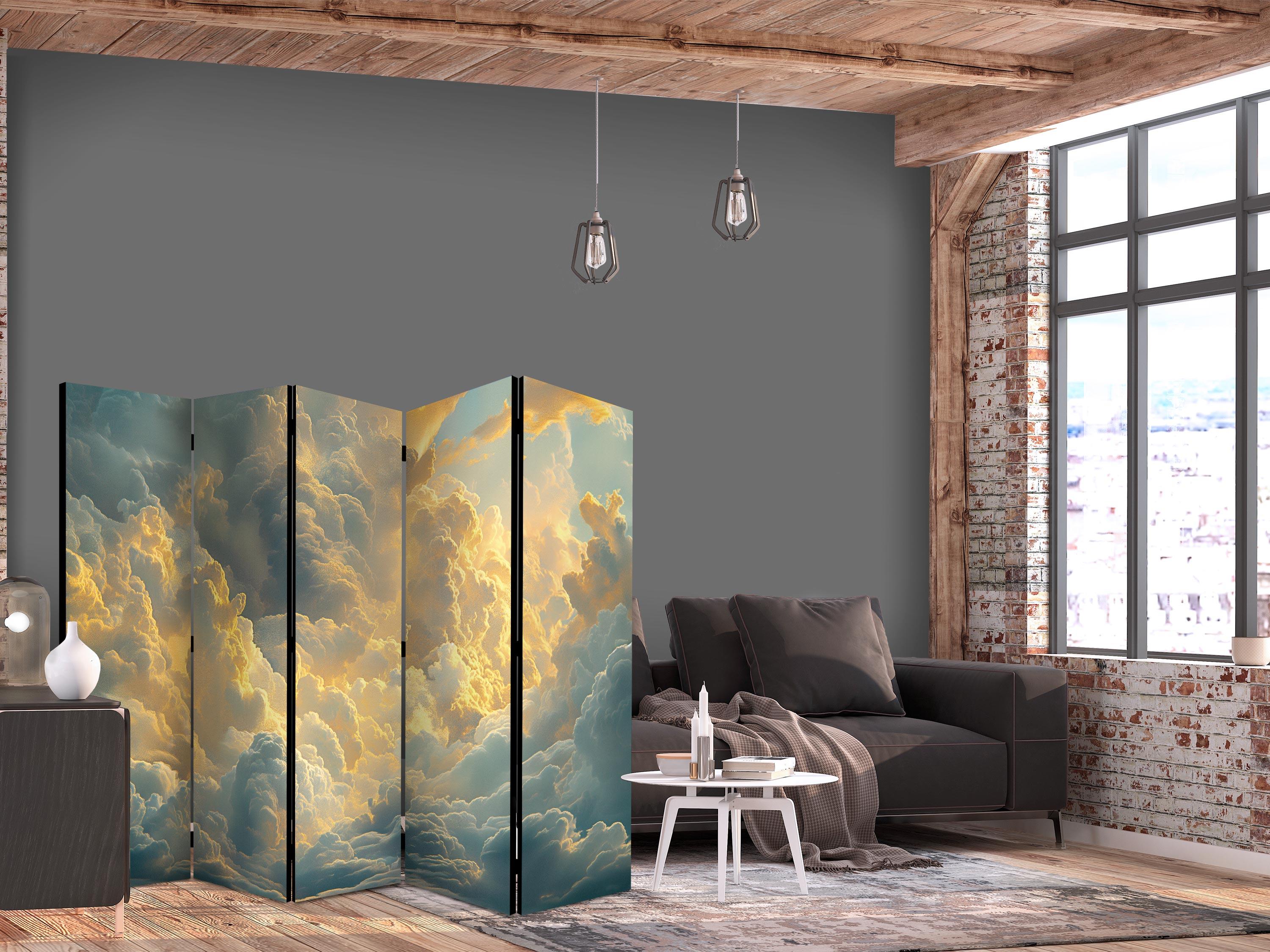 Skærmvæg med skymotiv - Dagens sidste åndedrag i aftenlysets skær, 225 x 172 cm - 225 x 172 cm - Akustik