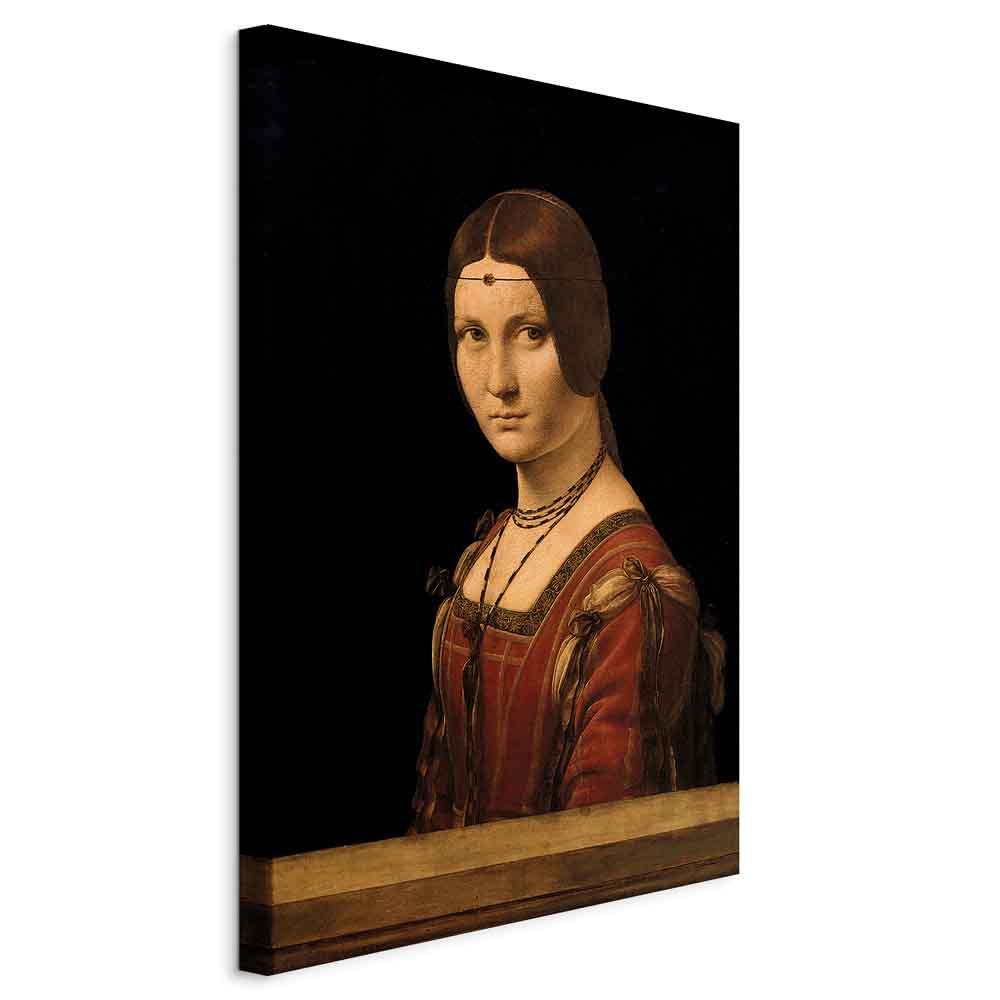 Leonardo da Vinci billede på lærred - La Belle Ferronnière - 20 x 30 cm - På italiensk lærred