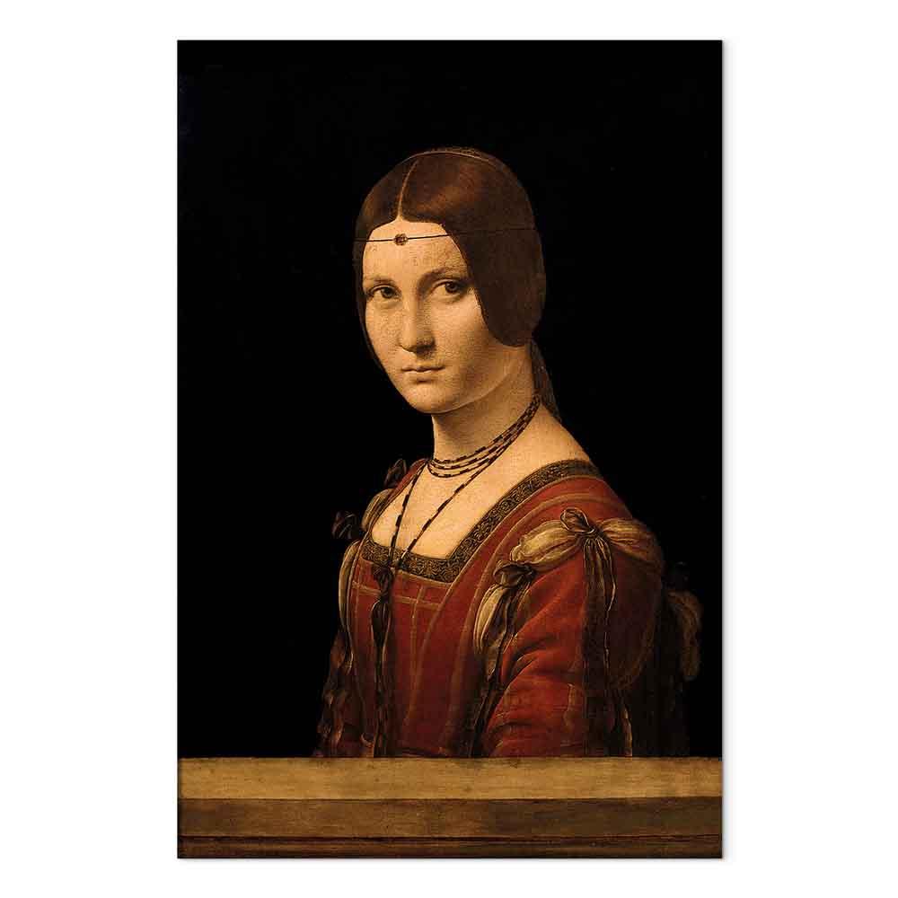 Leonardo da Vinci billede på lærred - La Belle Ferronnière - 20 x 30 cm - Premium Print