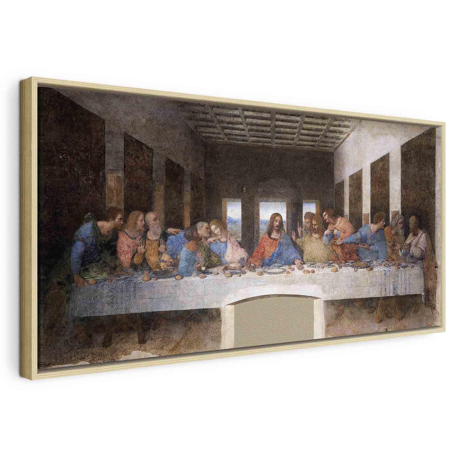 Leonardo da Vinci - Den sidste nadver billede på lærred - 120 x 60 cm - I en naturlig træramme