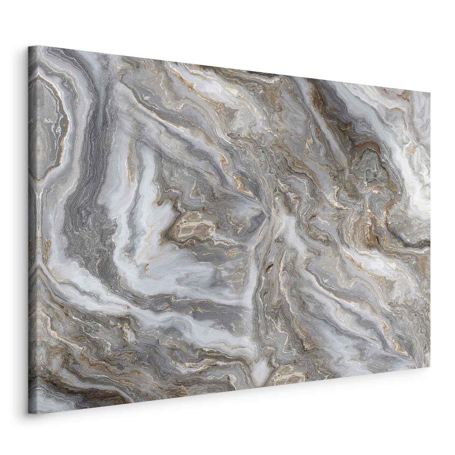 Lærredsbillede - Stenabstraktioner med marmorstrukturer i neutrale nuancer - 120 x 80 cm - Standard