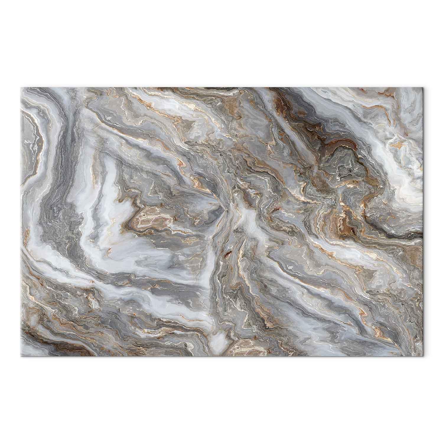 Lærredsbillede - Stenabstraktioner med marmorstrukturer i neutrale nuancer - 30 x 20 cm - Akustisk