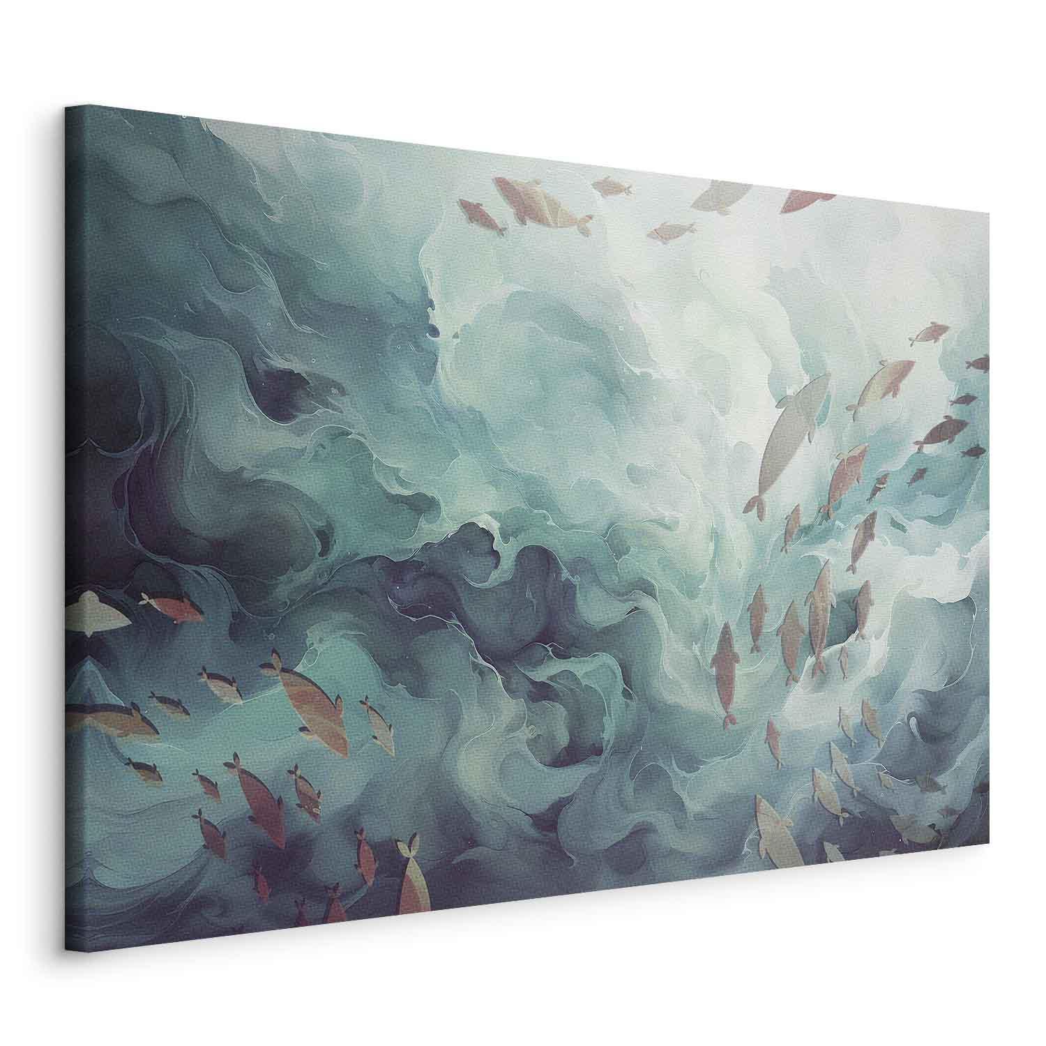 Lærredsbillede Fisk i havet - 30 x 20 cm - På italiensk lærred