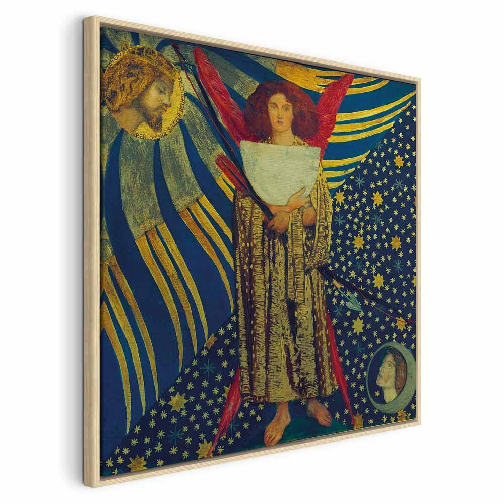 Dante Gabriel Rossetti - Dantis Amor billede på lærred - 40 x 40 cm - I en naturlig træramme