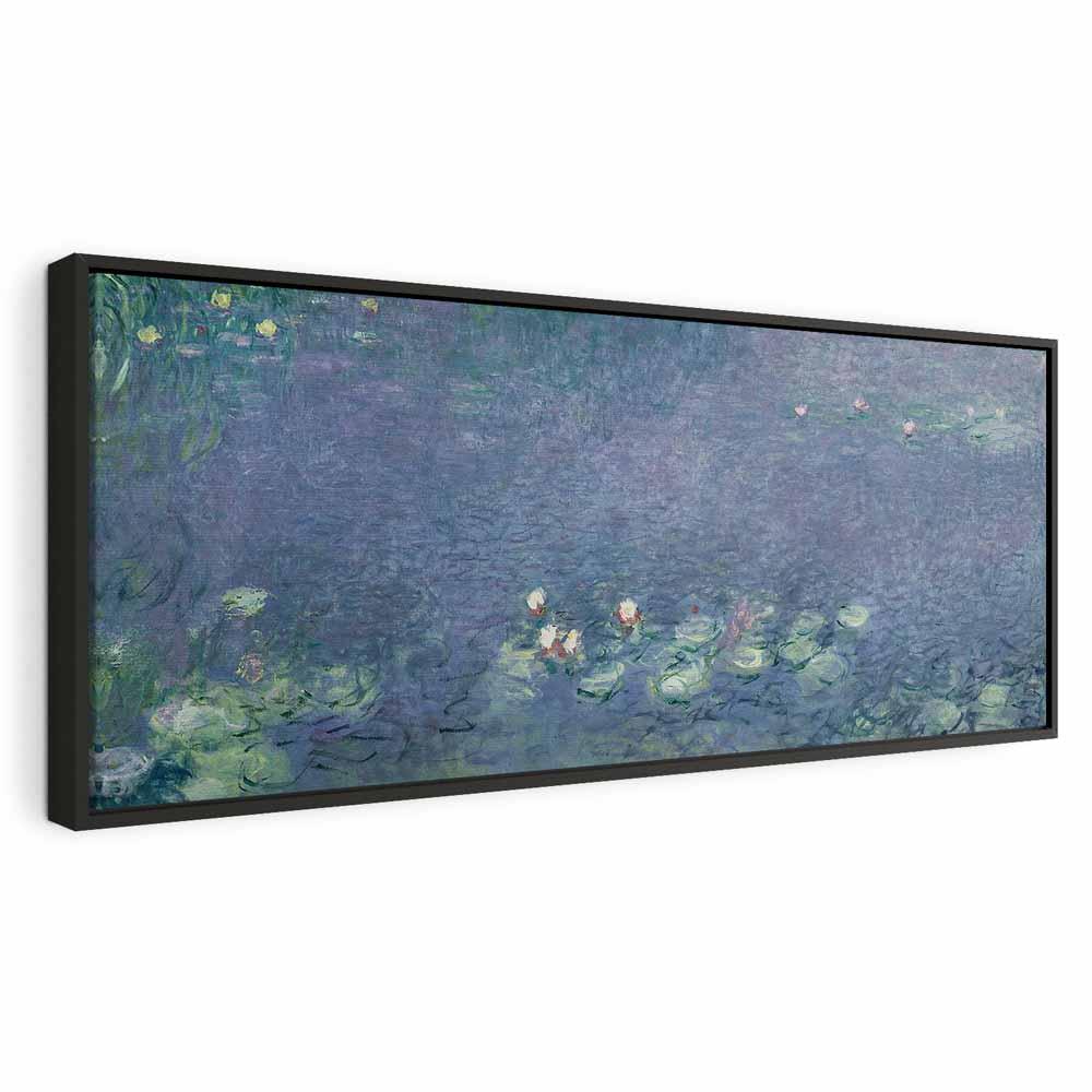Claude Monet Åkander III billede på lærred 100 x 40 cm - 100 x 40 cm - I en sort træramme