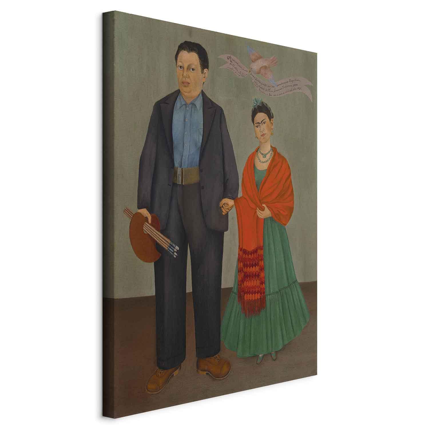 Frida Kahlo billede på lærred - Frida og Diego Rivera reproduktion - 80 x 120 cm - Standard