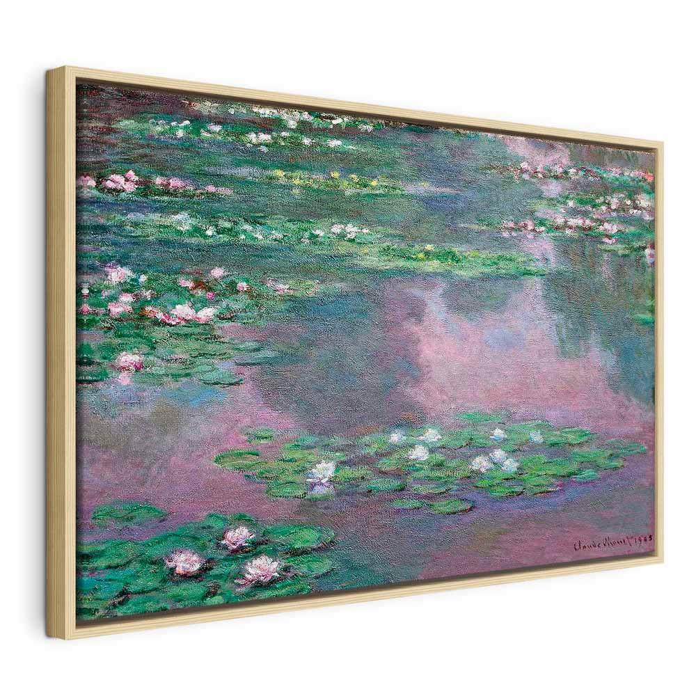 Claude Monet Åkander billede på lærred - 60 x 40 cm - I en naturlig træramme