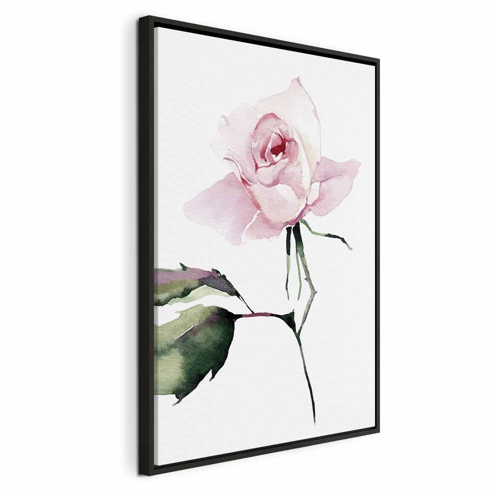 Billede på lærred Lonely Rose 1-delt lodret med rose - 40 x 60 cm - I en sort træramme