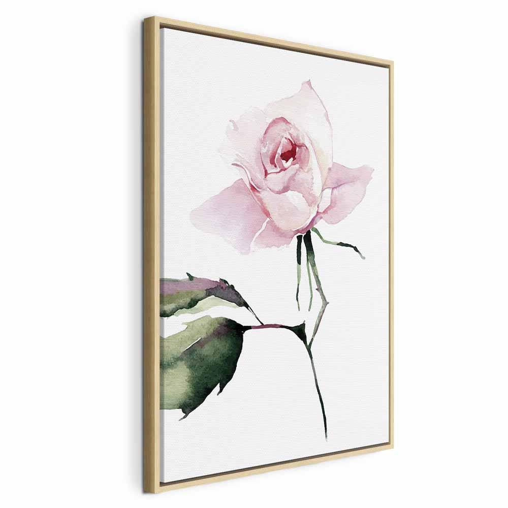 Billede på lærred Lonely Rose 1-delt lodret med rose - 40 x 60 cm - I en naturlig træramme