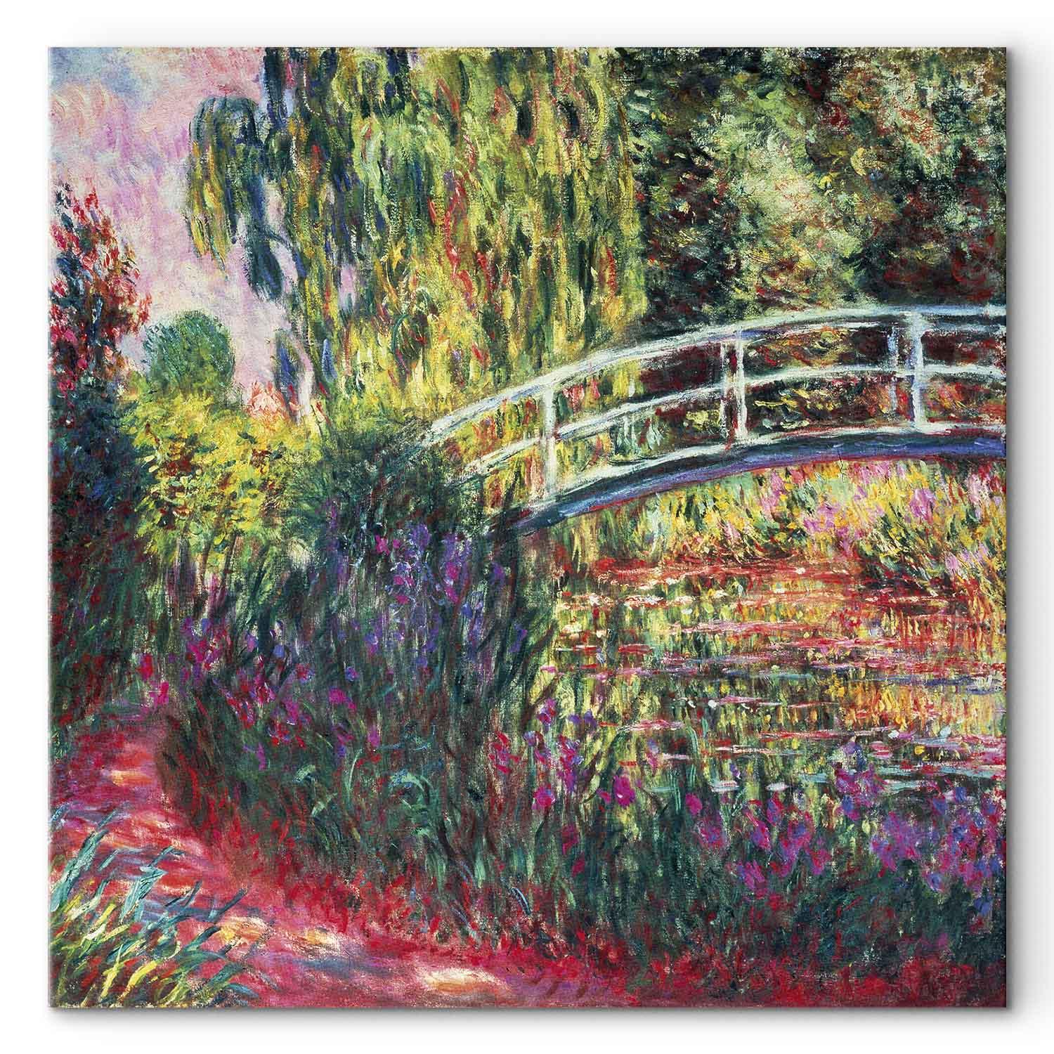 Claude Monet Den japanske bro - billede på lærred - 80 x 80 cm - Premium Print