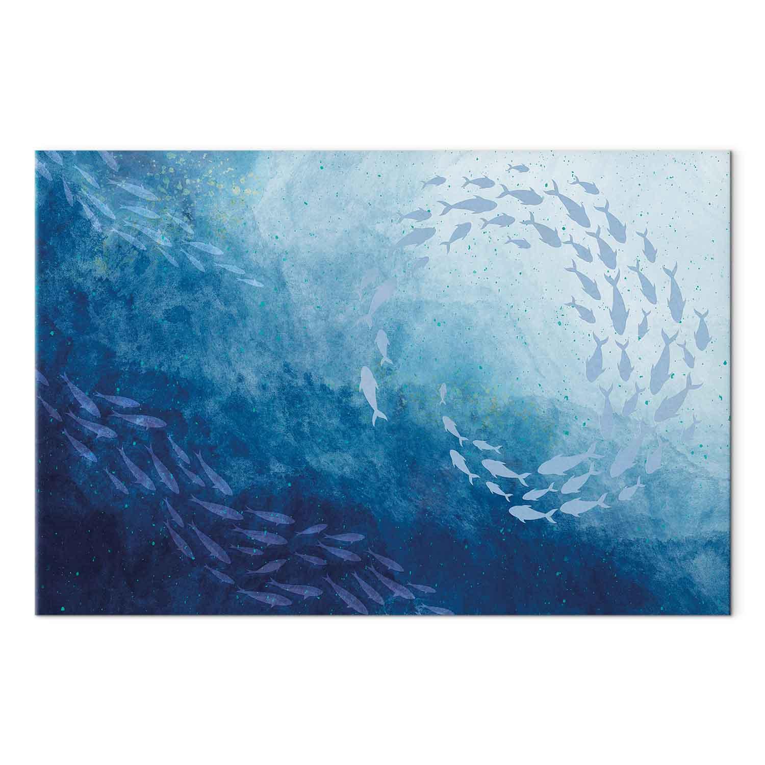 Billede på lærred Havets dybder med fisk - 90 x 60 cm - Akustisk