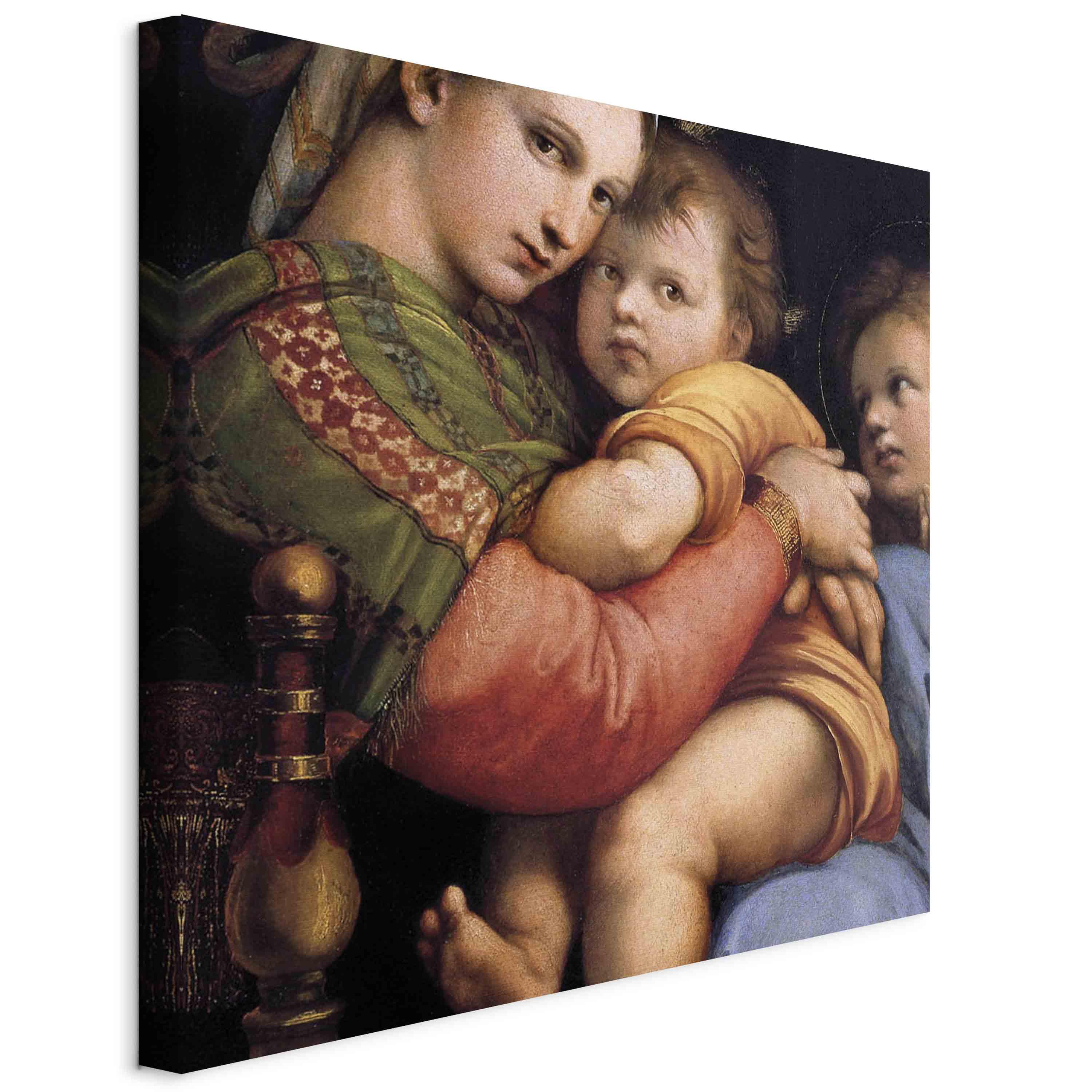 Rafael Santi Madonna på en stol - billede på lærred - 40 x 40 cm - På italiensk lærred