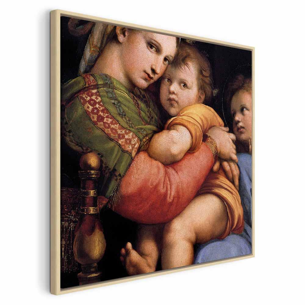 Rafael Santi Madonna på en stol - billede på lærred - 60 x 60 cm - I en naturlig træramme