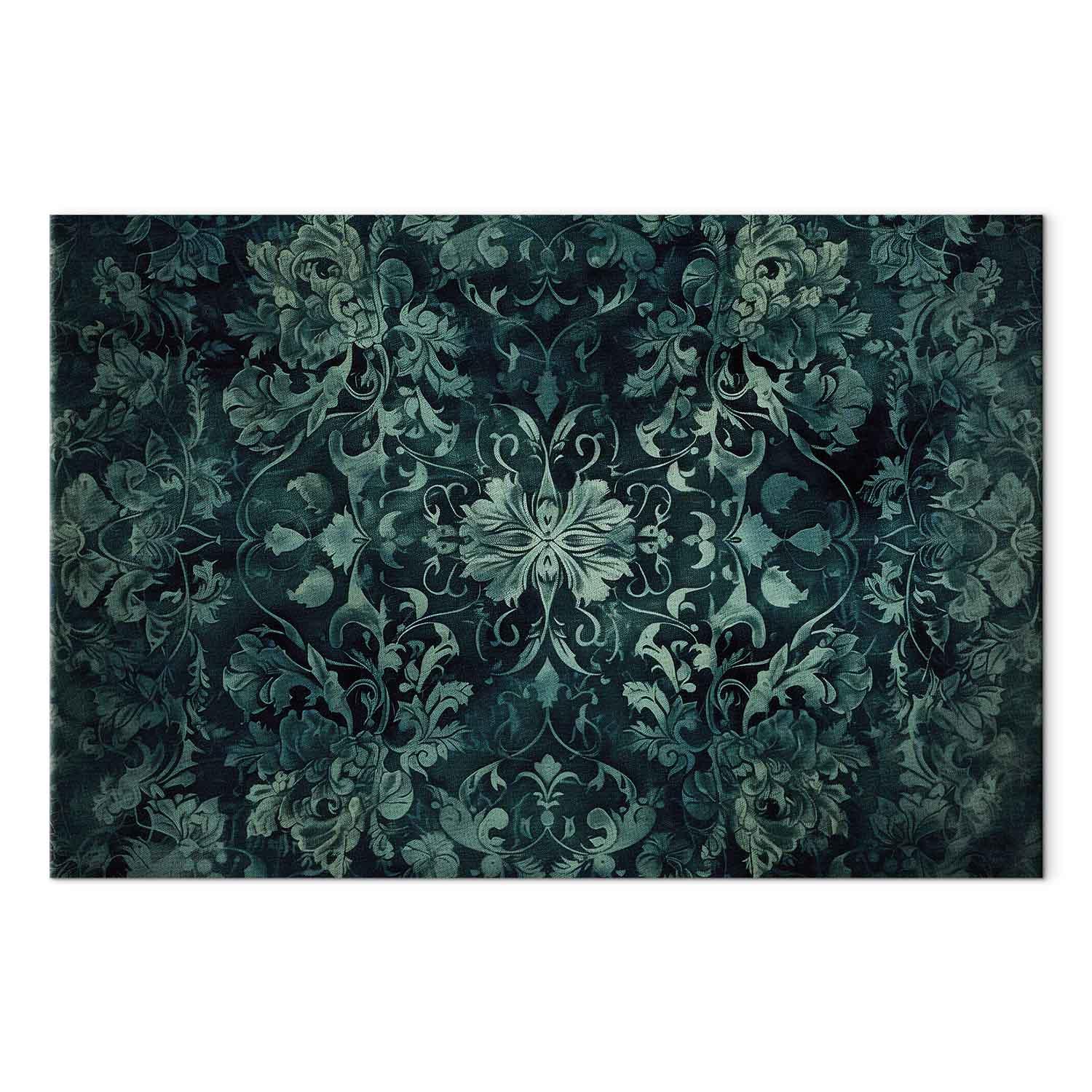 Lærredsbillede Orientalisk Mønster med Smaragdgrønne Ornamenter - 120 x 80 cm - Premium Print