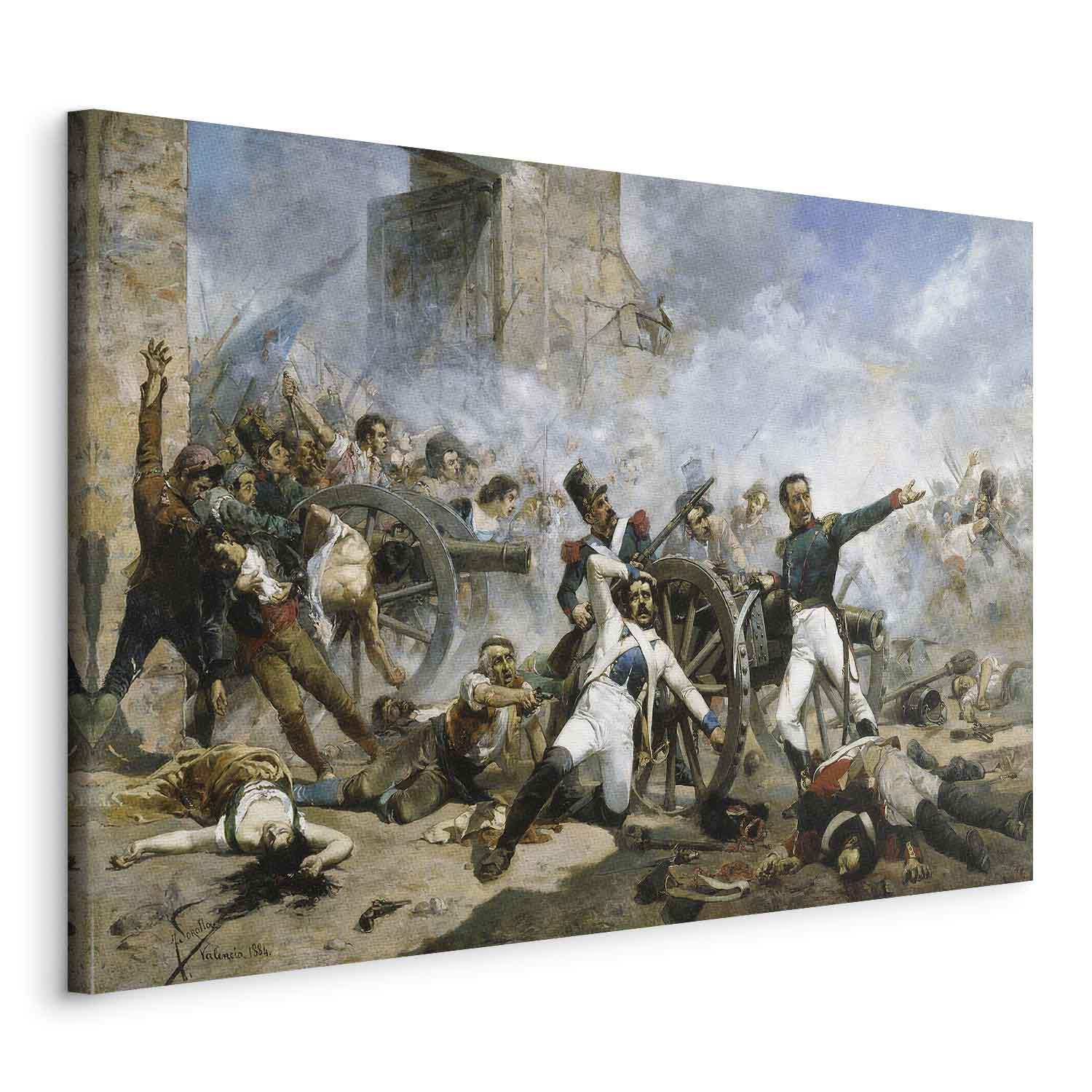 Joaquín Sorolla y Bastida lærredsbillede - Pedro Velardes død under forsvaret af Monteleón-artillerikasernen - 30 x 20 cm - På italiensk lærred