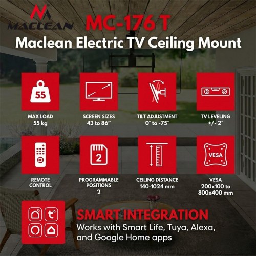 Elektrisk TV-loftbeslag Maclean MC-176 T - sort