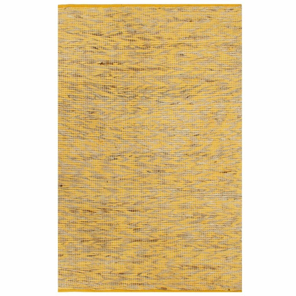 Håndlavet tæppe jute 160 x 230 cm gul og naturfarvet