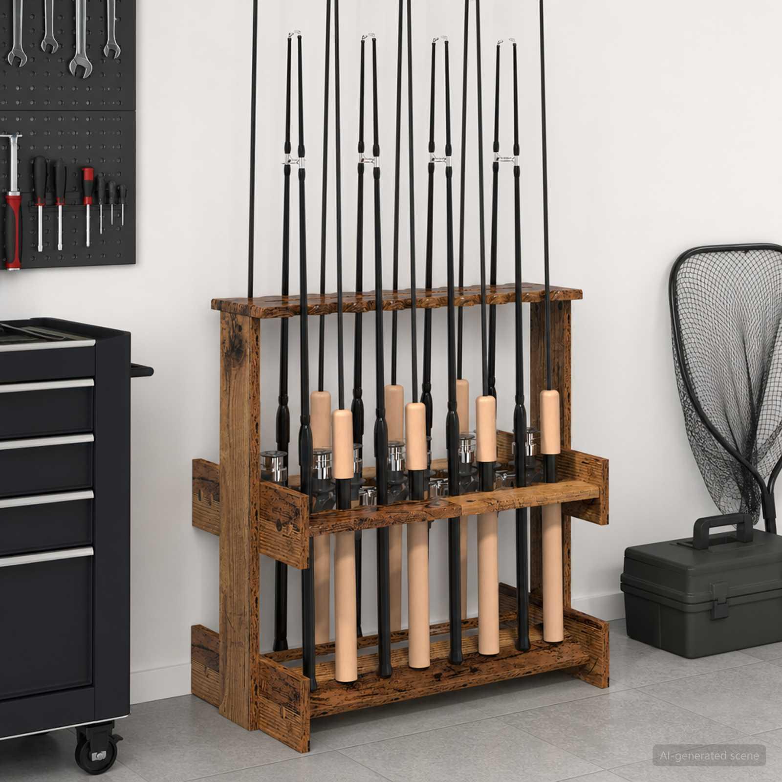 Billardkøholder fritstående 60 x 35 x 60 cm - gammelt træ