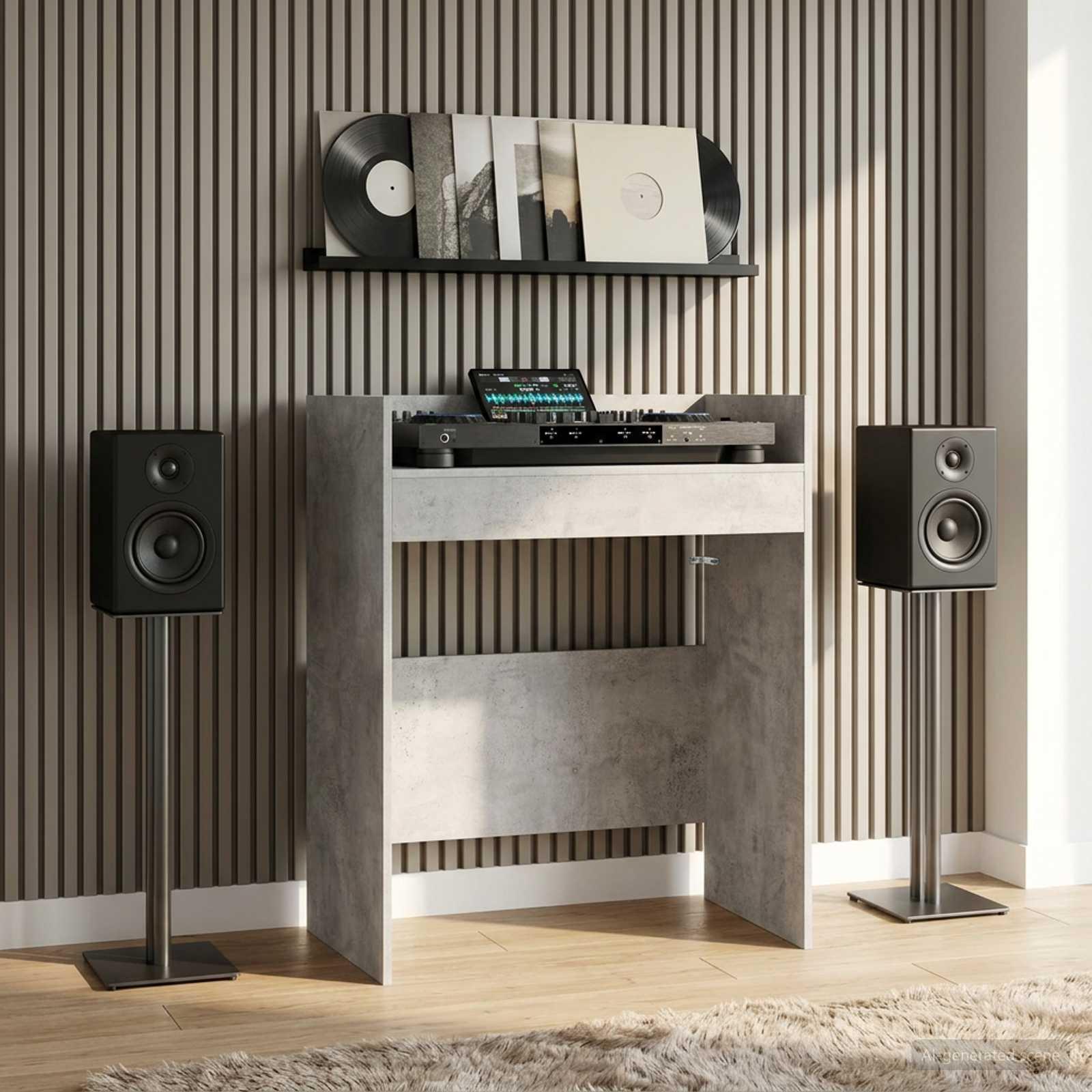 vidaXL DJ Bord Betongrå 82 x 45 x 102 cm Konstrueret træ