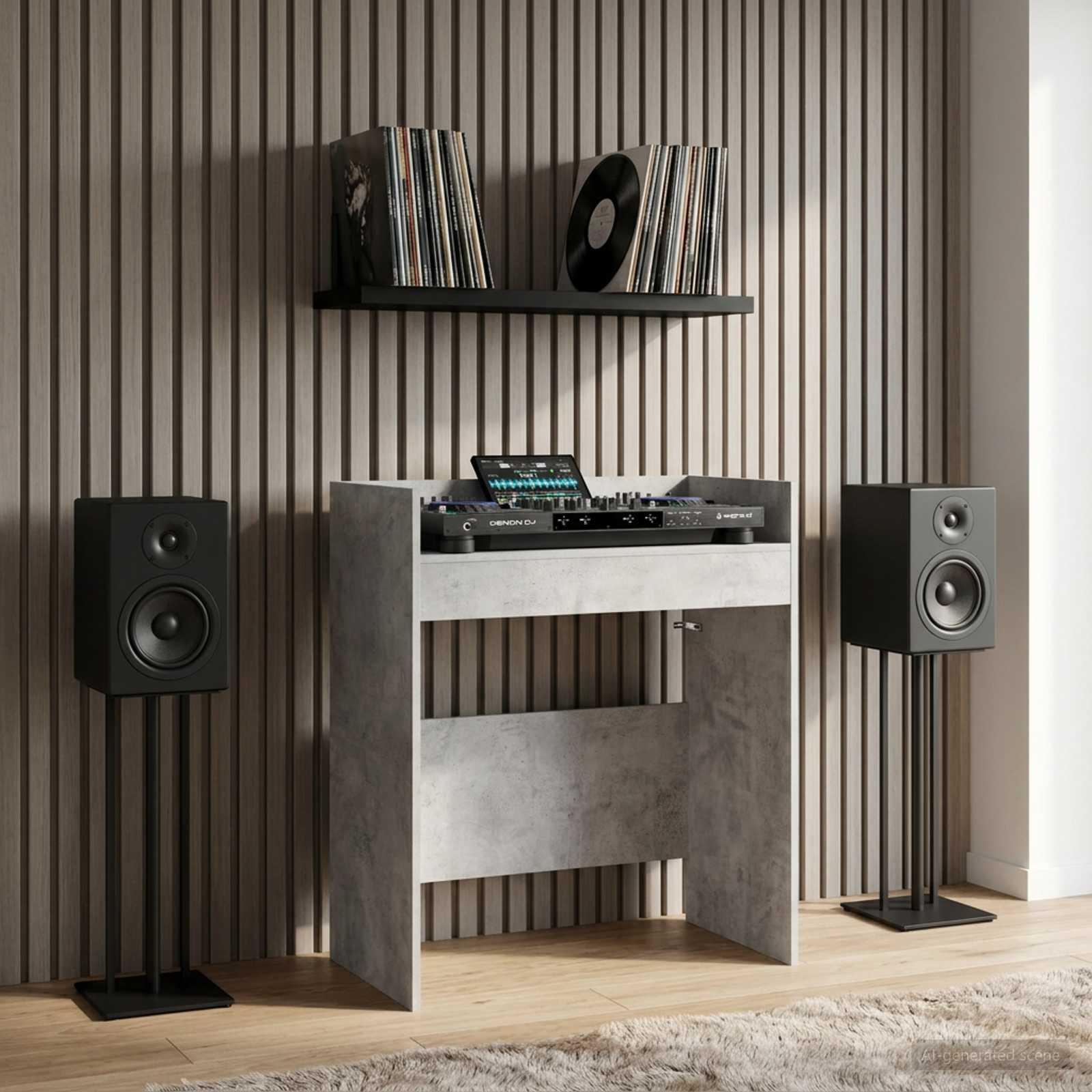 vidaXL DJ Bord Betongrå 102 x 45 x 102 cm Konstrueret træ