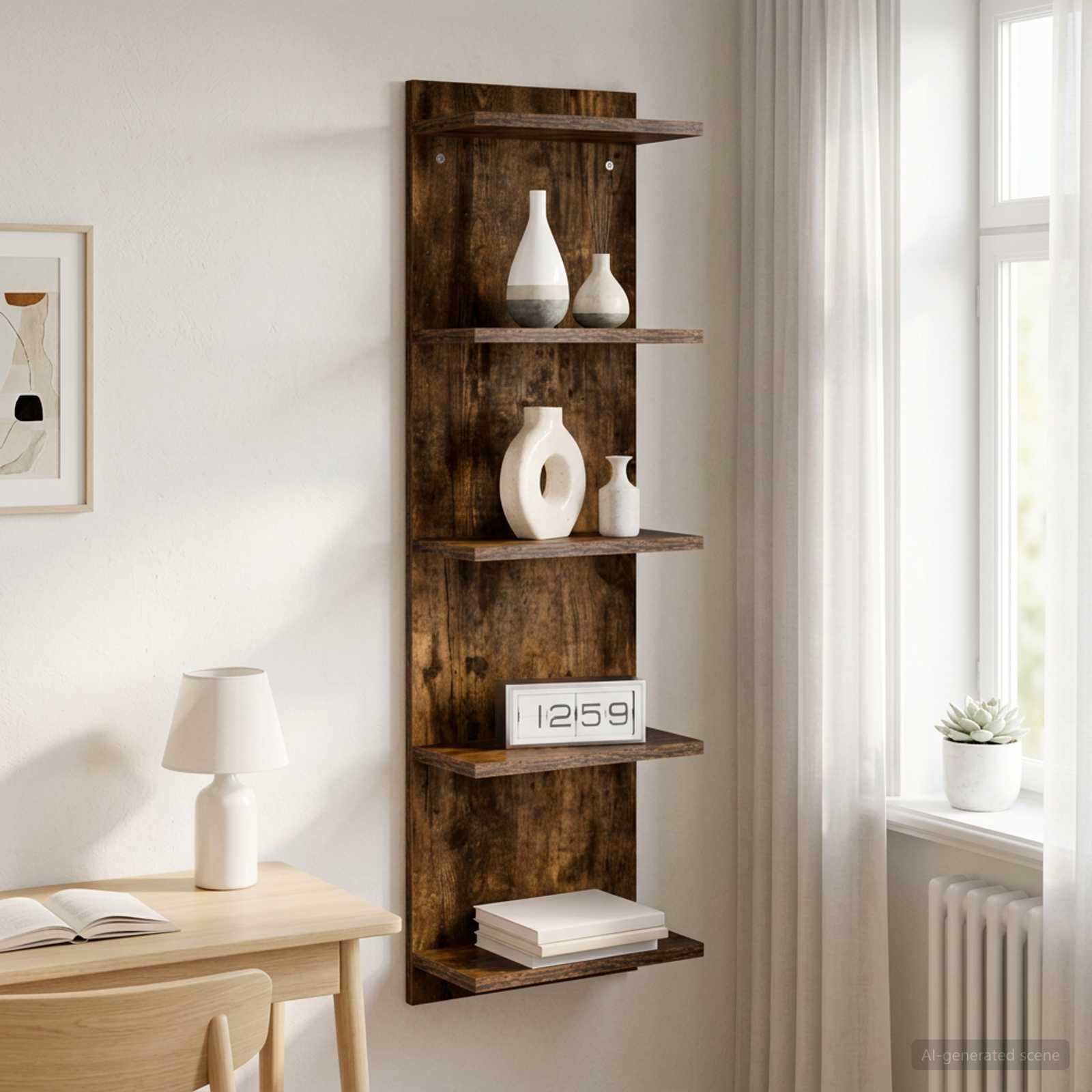 vidaXL Væghylde Røget eg 30 x 15 x 100 cm Konstrueret træ