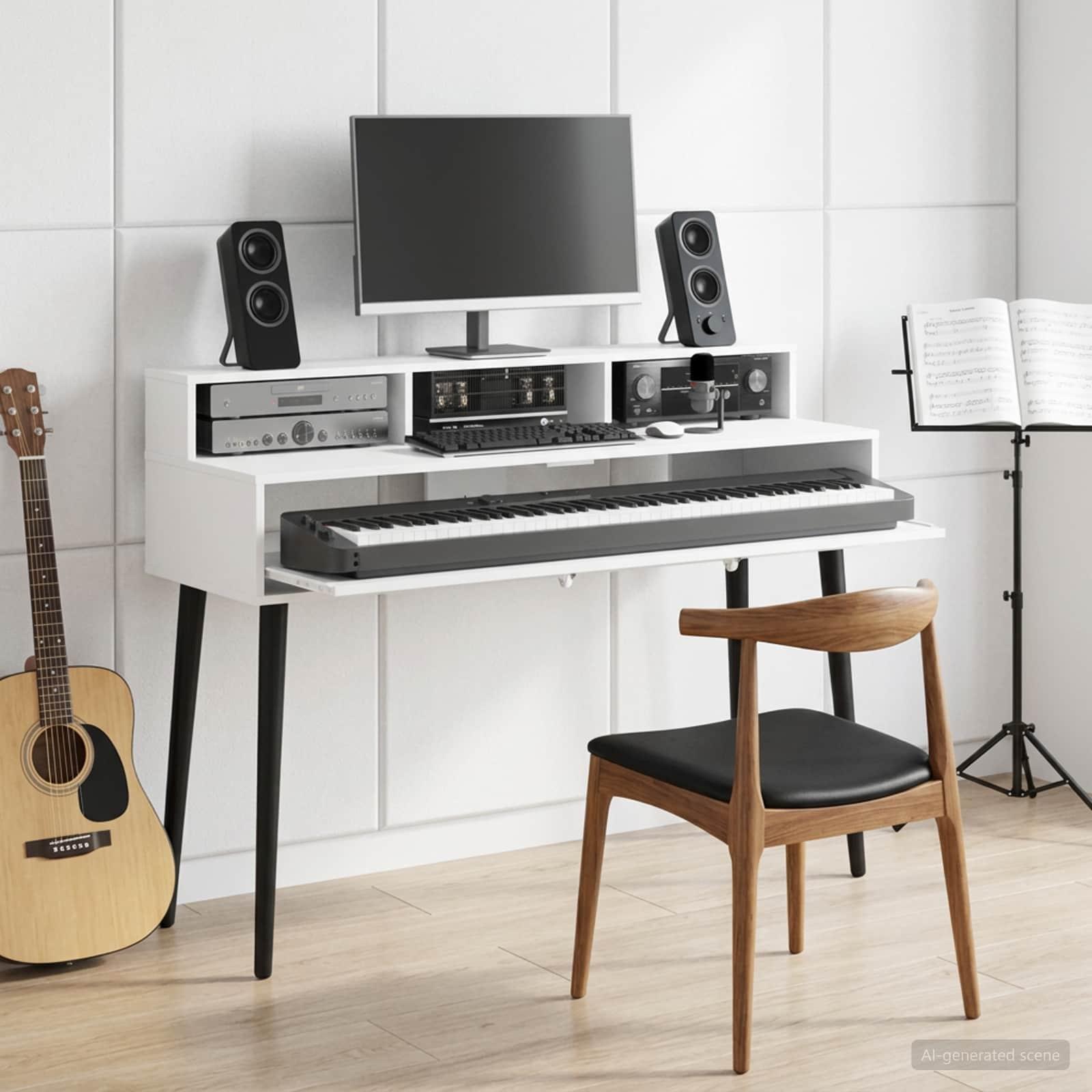 vidaXL Studiobord Hvid 110 x 42,5 x 36 cm Konstrueret træ