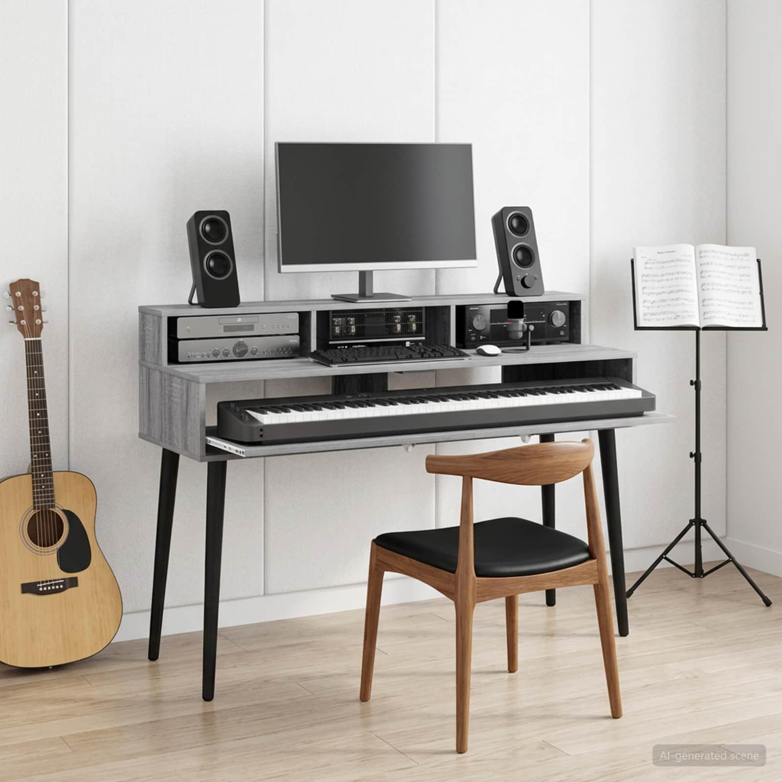 vidaXL Studiobord Grå Sonoma 130 x 42,5 x 36 cm Konstrueret træ