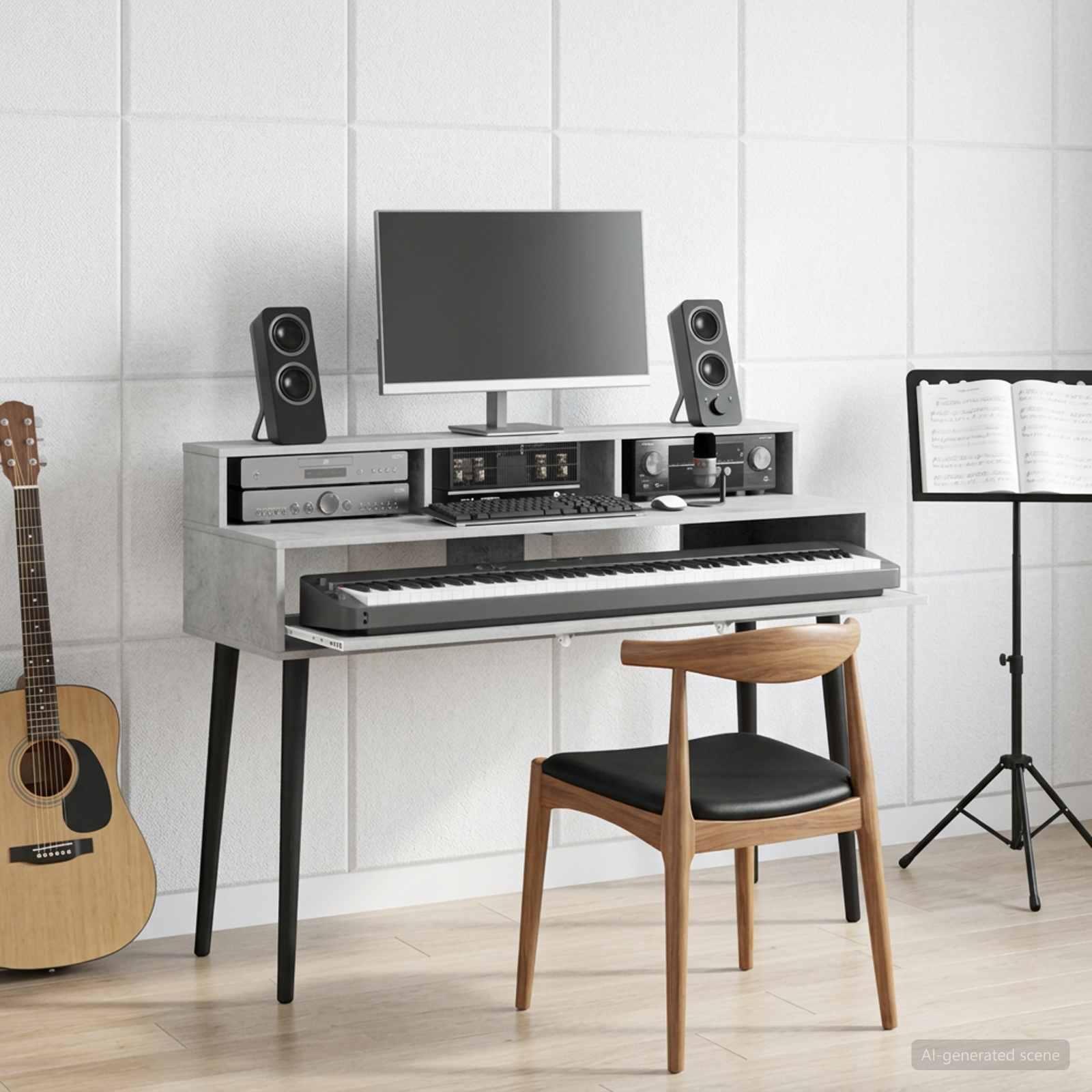 vidaXL Studiobord Betongrå 152 x 42,5 x 36 cm Konstrueret træ