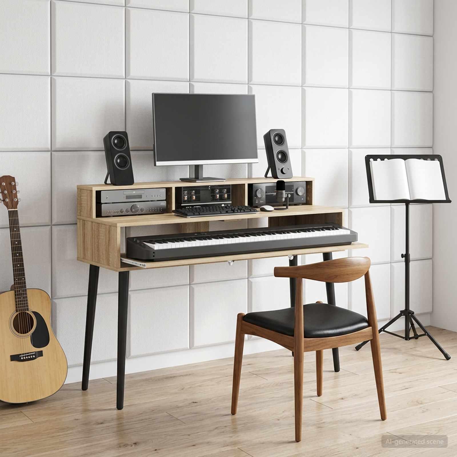 vidaXL Studiobord Sonoma-eg 152 x 42,5 x 36 cm Konstrueret træ