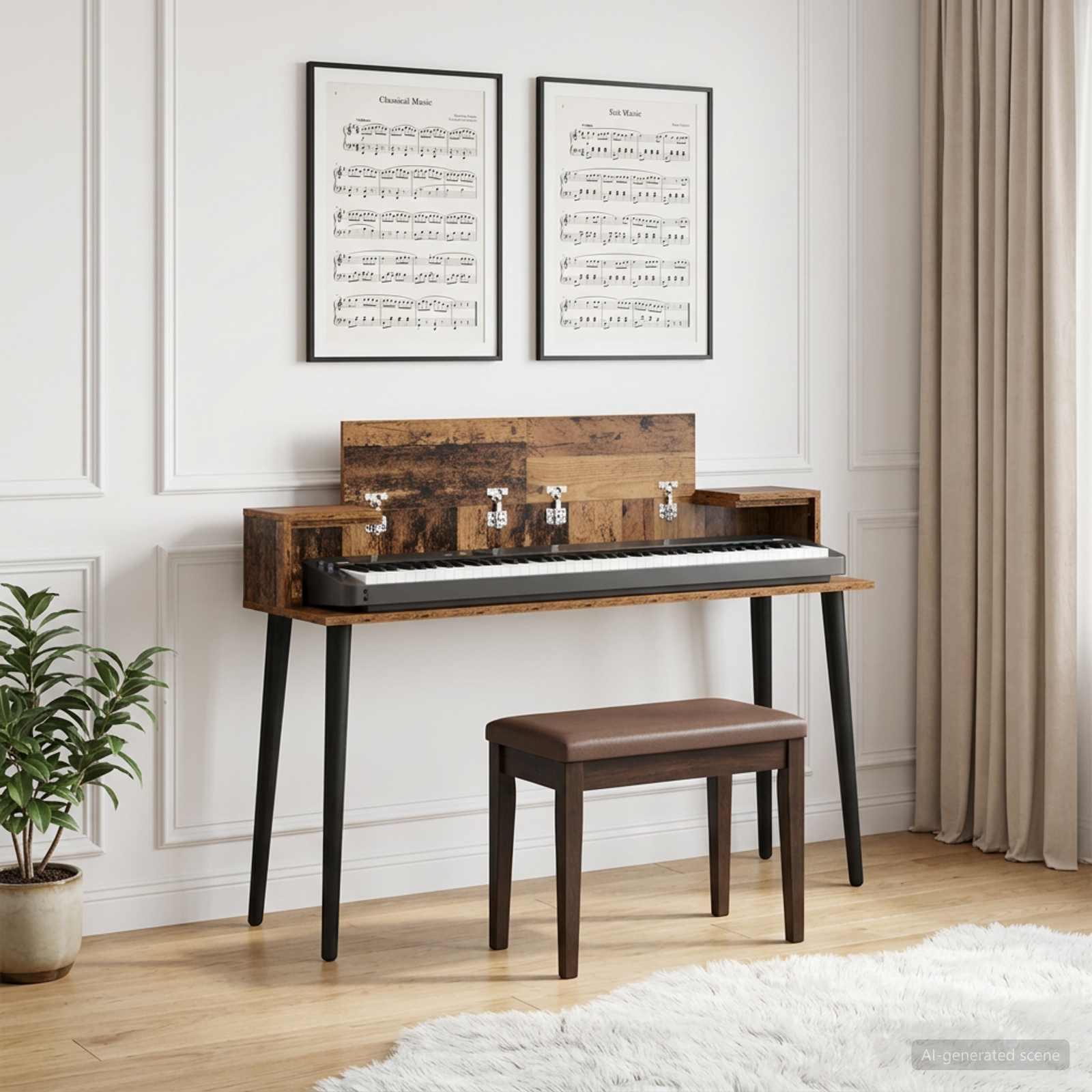 vidaXL Studiobord Egetræ 110 x 36 x 19,5 cm Konstrueret træ