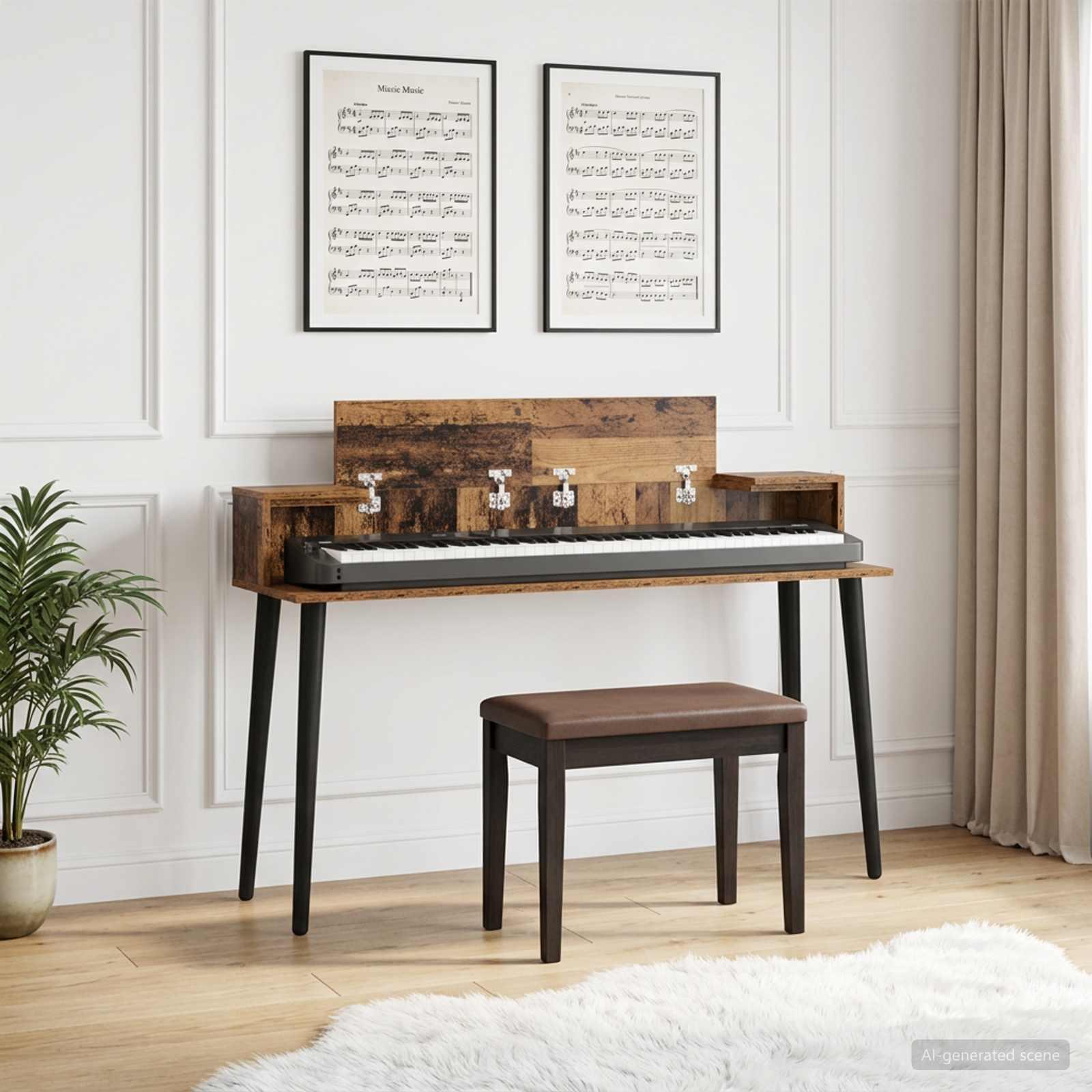 vidaXL Studiobord Egetræ 152 x 36 x 19,5 cm Konstrueret træ