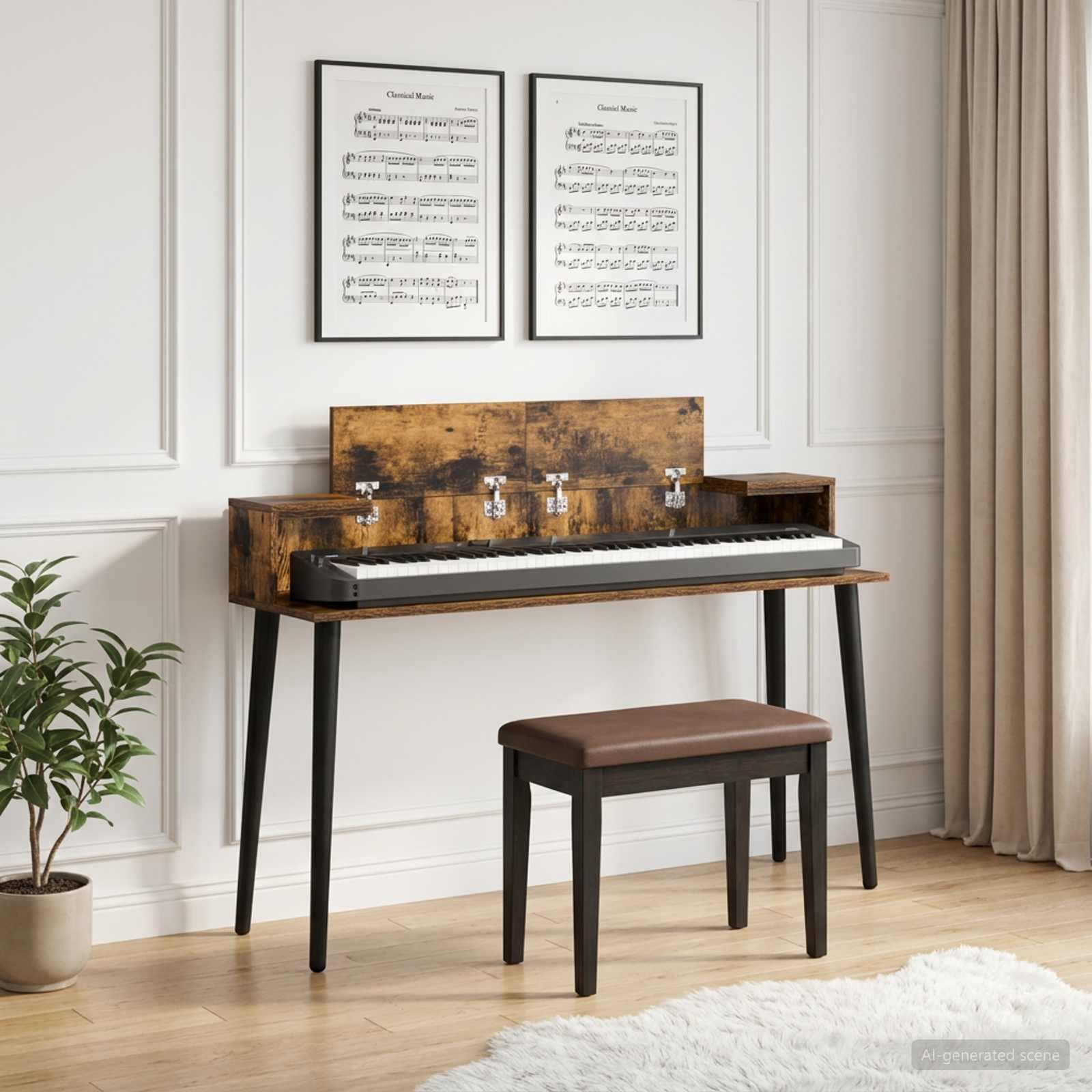 vidaXL Studiobord Røget eg 152 x 36 x 19,5 cm Konstrueret træ