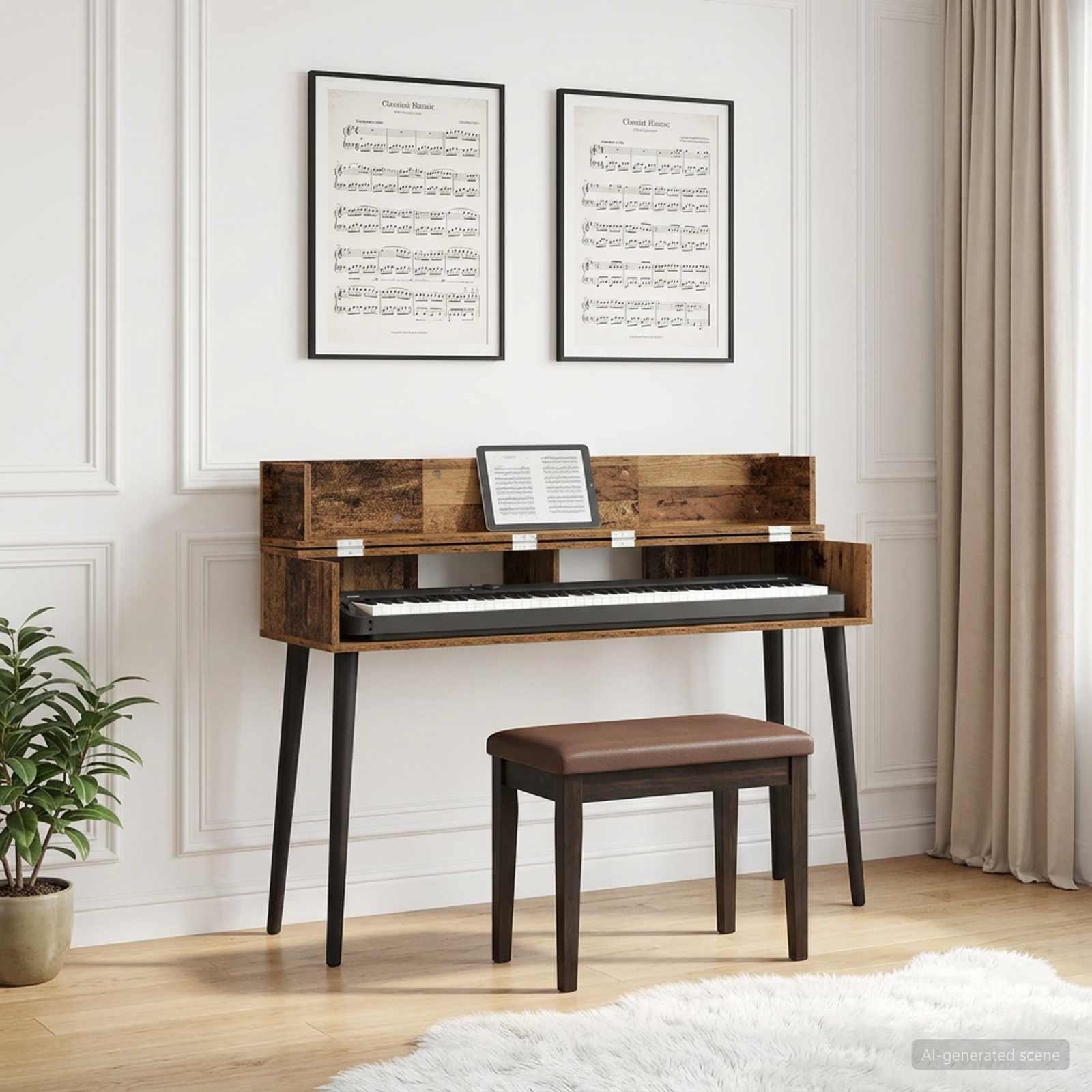 vidaXL Studiobord Egetræ 110 x 40 x 19,5 cm Konstrueret træ