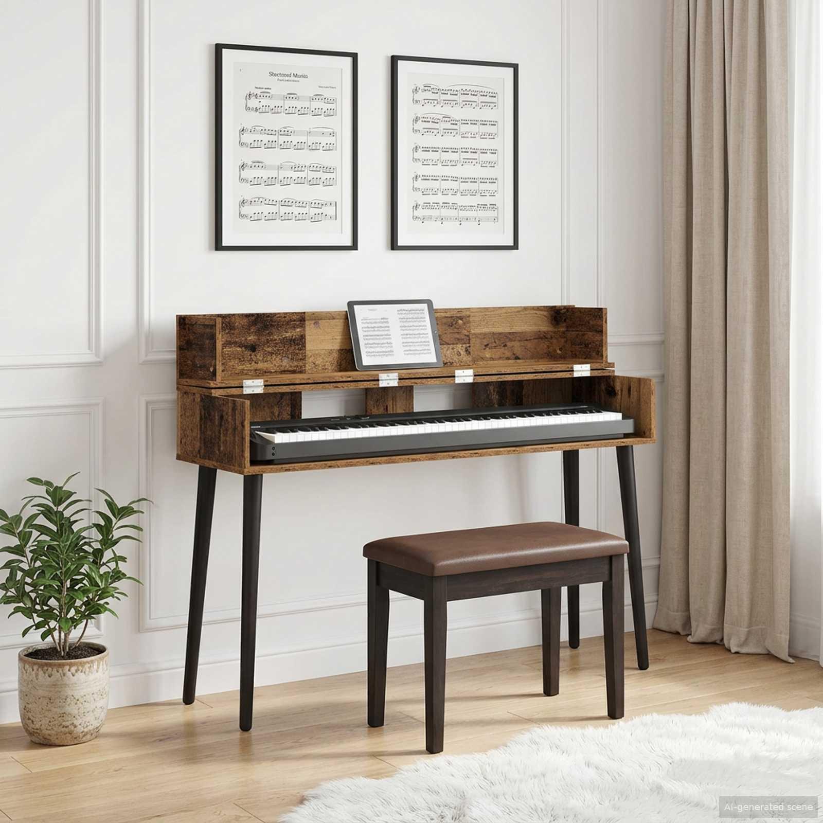 Studiobord i gammelt træ 130 x 40 x 19,5 cm i konstrueret træ