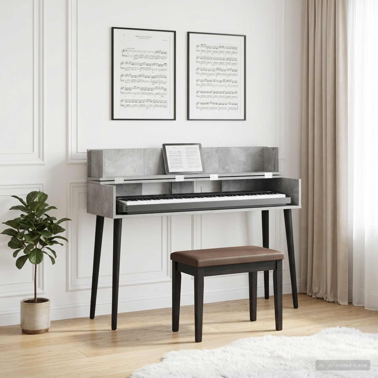 vidaXL Studiobord Betongrå 130 x 40 x 19,5 cm Konstrueret træ