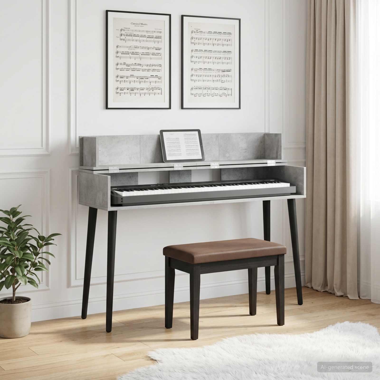 vidaXL Studiobord Betongrå 152 x 40 x 19,5 cm Konstrueret træ
