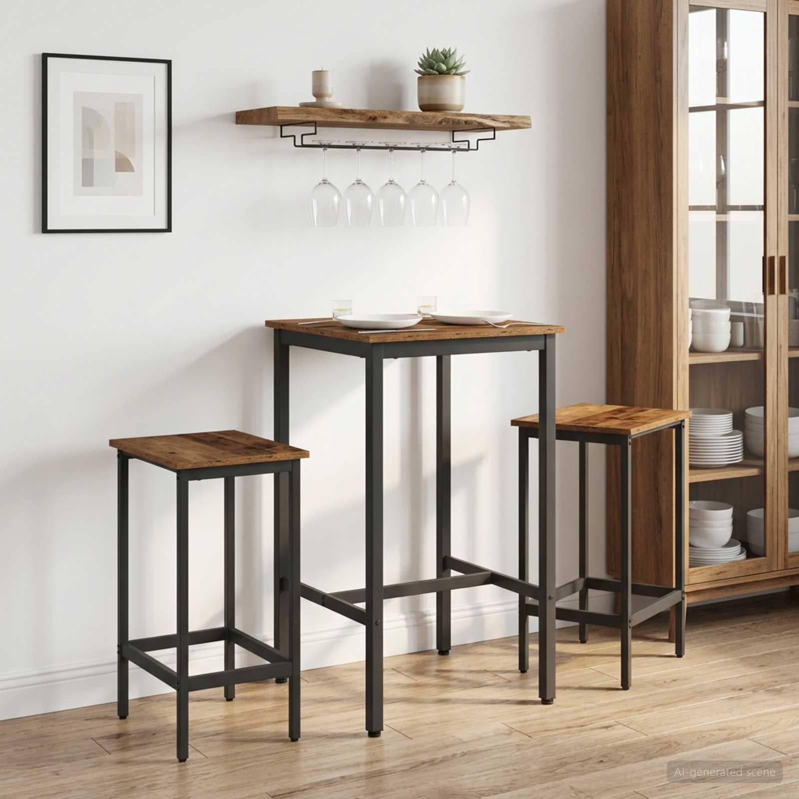Barstole 2 stk. i gammelt træ 40 x 32 x 74 cm med fodstøtte