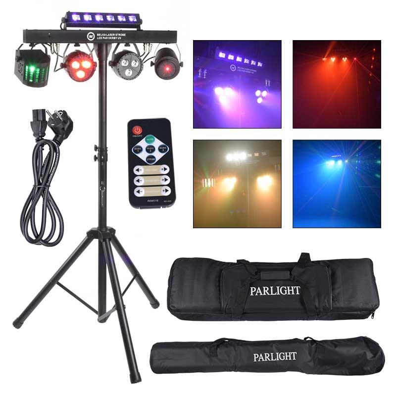 Light4Me Beam Laser Strobe LED PAR Derby UV lysstativ med lyseffekter