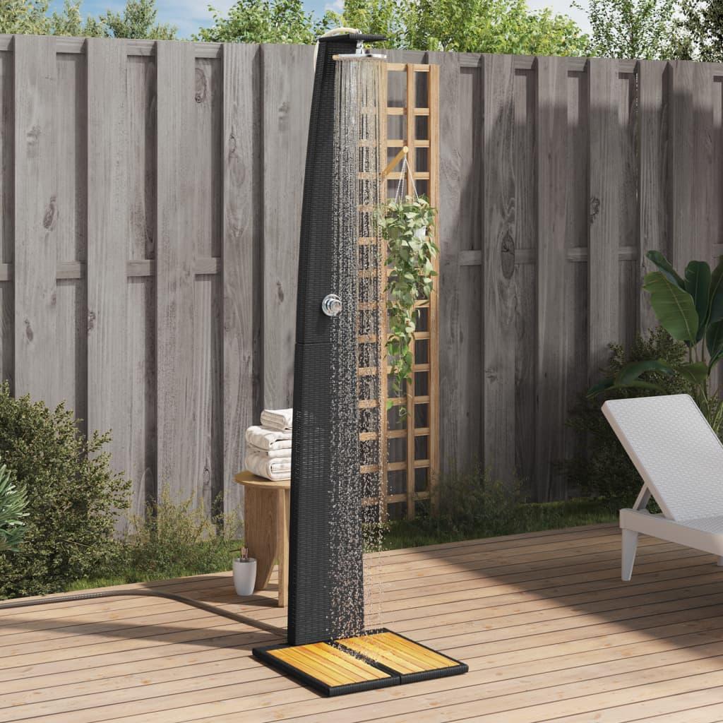 Havebruser i polyrattan med akacietræs-fod 55×60×224 cm - sort