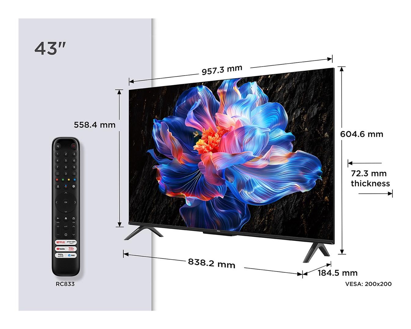 TCL P6K 43" 4K Ultra HD Smart TV med Wi‑Fi, metallic