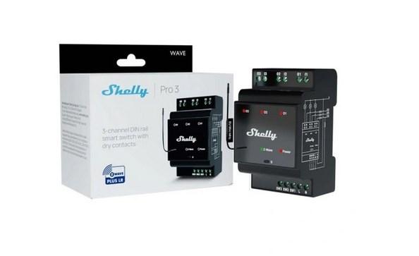Shelly Qubino Wave Pro 3 smart relæ til DIN-skinne med 3 kanaler