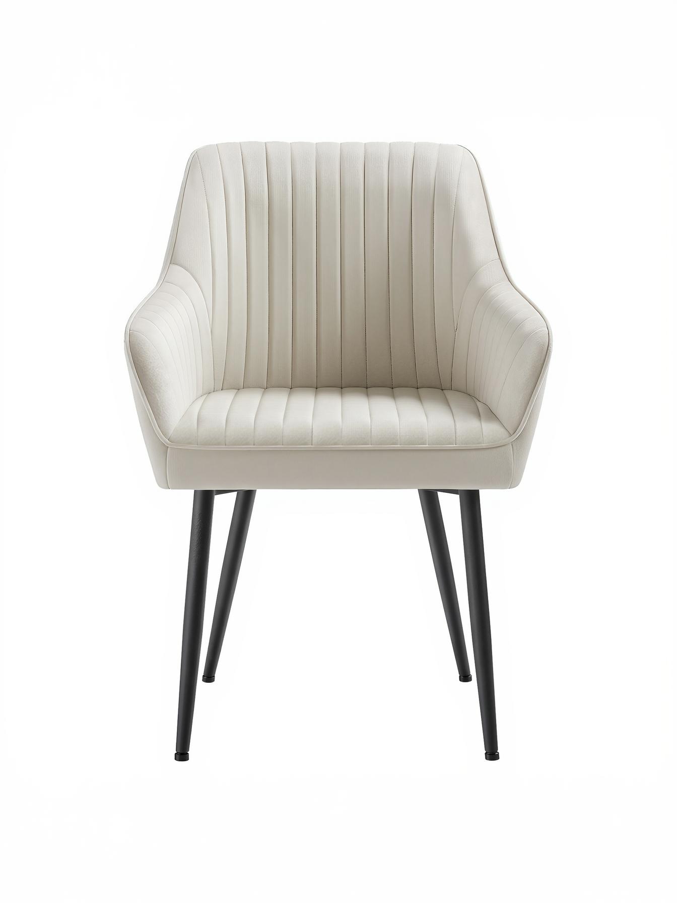 Spisebordsstol i velour med armlæn og metalben 120 kg - lysebeige/sort LDC087W01