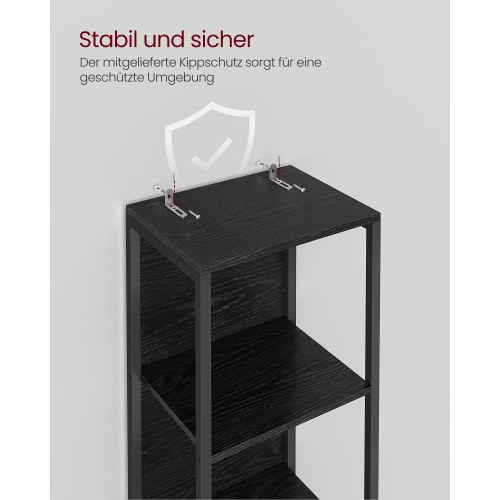 Bogreol med LED-belysning, 6 hylder - Ebony Black
