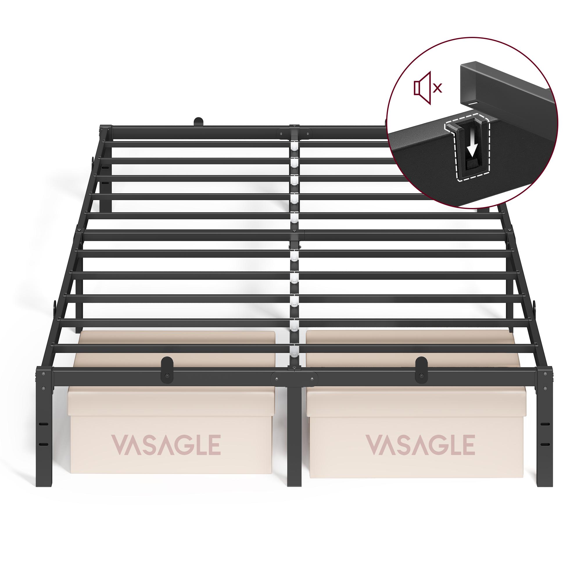 Sengeramme 140 x 200 cm i metal med opbevaringsplads - sort