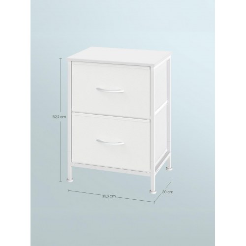 Sengebord med 2 skuffer i stål og hvid - Bellah Collection
